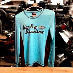 Harley-Davidson Women’s Long Sleeve Top Blue Black Size S
